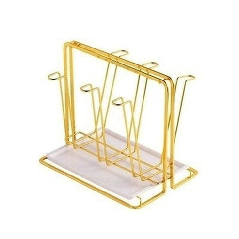 Golden Mug Drying Rack Kitchen Utensil Holders & Racks Golden Golden 6 Mugs Drying Rack Holder · Dondepiso