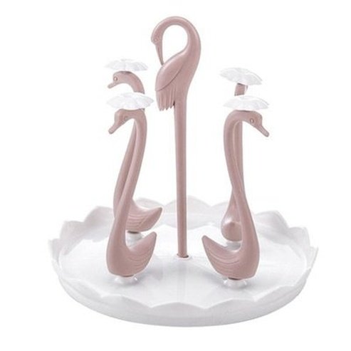 Cup Drying Rack Organizer Kitchen Utensil Holders & Racks Pink / 4 cups Rotatable Swan Shape Glass Cup Rack · Dondepiso