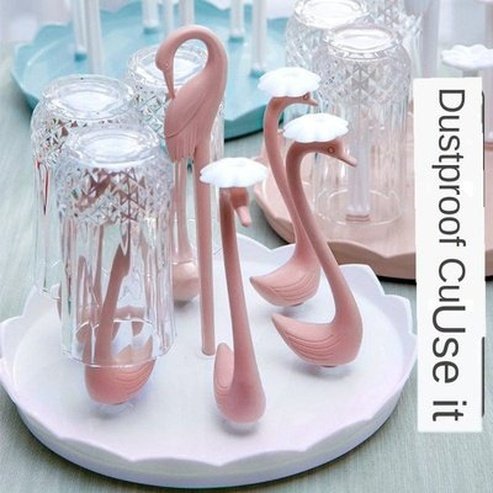 Cup Drying Rack Organizer Kitchen Utensil Holders & Racks Rotatable Swan Shape Glass Cup Rack · Dondepiso