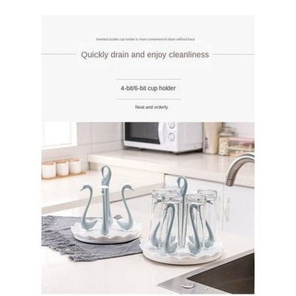 Cup Drying Rack Organizer Kitchen Utensil Holders & Racks Rotatable Swan Shape Glass Cup Rack · Dondepiso