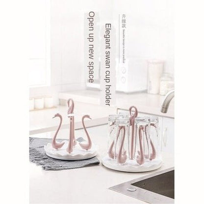 Cup Drying Rack Organizer Kitchen Utensil Holders & Racks Rotatable Swan Shape Glass Cup Rack · Dondepiso