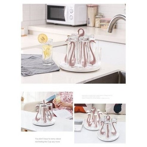 Cup Drying Rack Organizer Kitchen Utensil Holders & Racks Rotatable Swan Shape Glass Cup Rack · Dondepiso