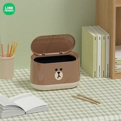 LINE FRIENDS Trash Can Trash Cans & Wastebaskets  LINE FRIENDS Desktop Press Lid Trash Can – Dondepiso