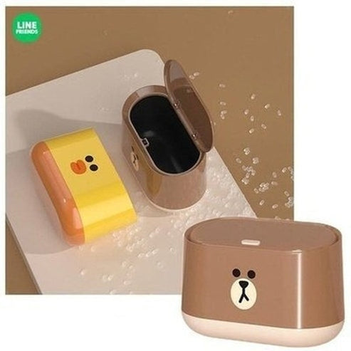 LINE FRIENDS Trash Can Trash Cans & Wastebaskets  LINE FRIENDS Desktop Press Lid Trash Can – Dondepiso