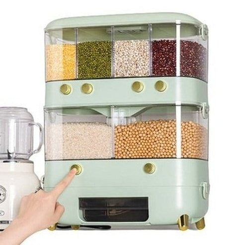 sealed rice storage box home wall mounted cereal grain container dry food dispenser grain storage jar kitchen closet organizer. food storage: food storage containers.