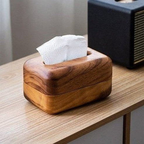 Wood Tissue Box Facial Tissue Holders Brown Acacia Solid Wood Facial Tissue Holder Box · Dondepiso