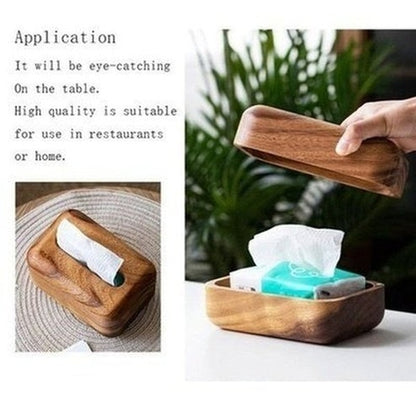 Wood Tissue Box Facial Tissue Holders Brown Acacia Solid Wood Facial Tissue Holder Box · Dondepiso